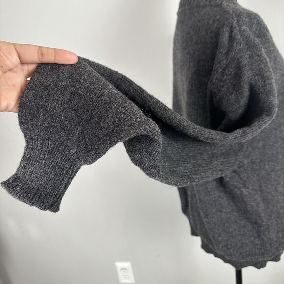 Lands End Knit Henley Sweater Mens XL Grey Wool Blend Henley USA Made Vintage - Picture 7 of 13